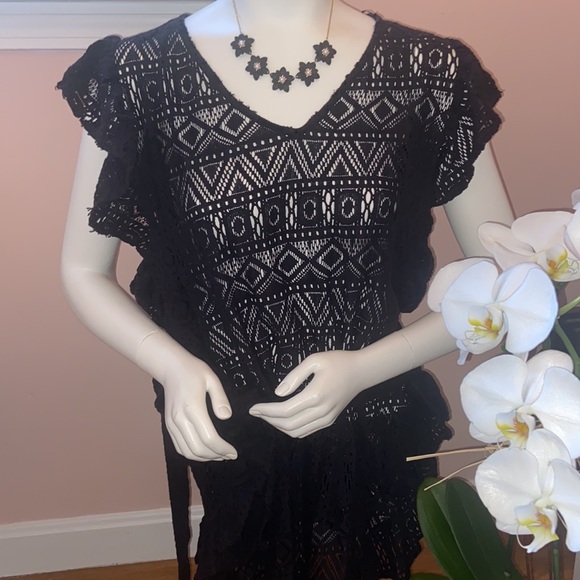 Tribal black see through beach coverup - Picture 2 of 4